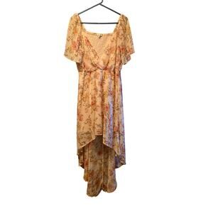 AUW pink floral high low coquette dress size XL